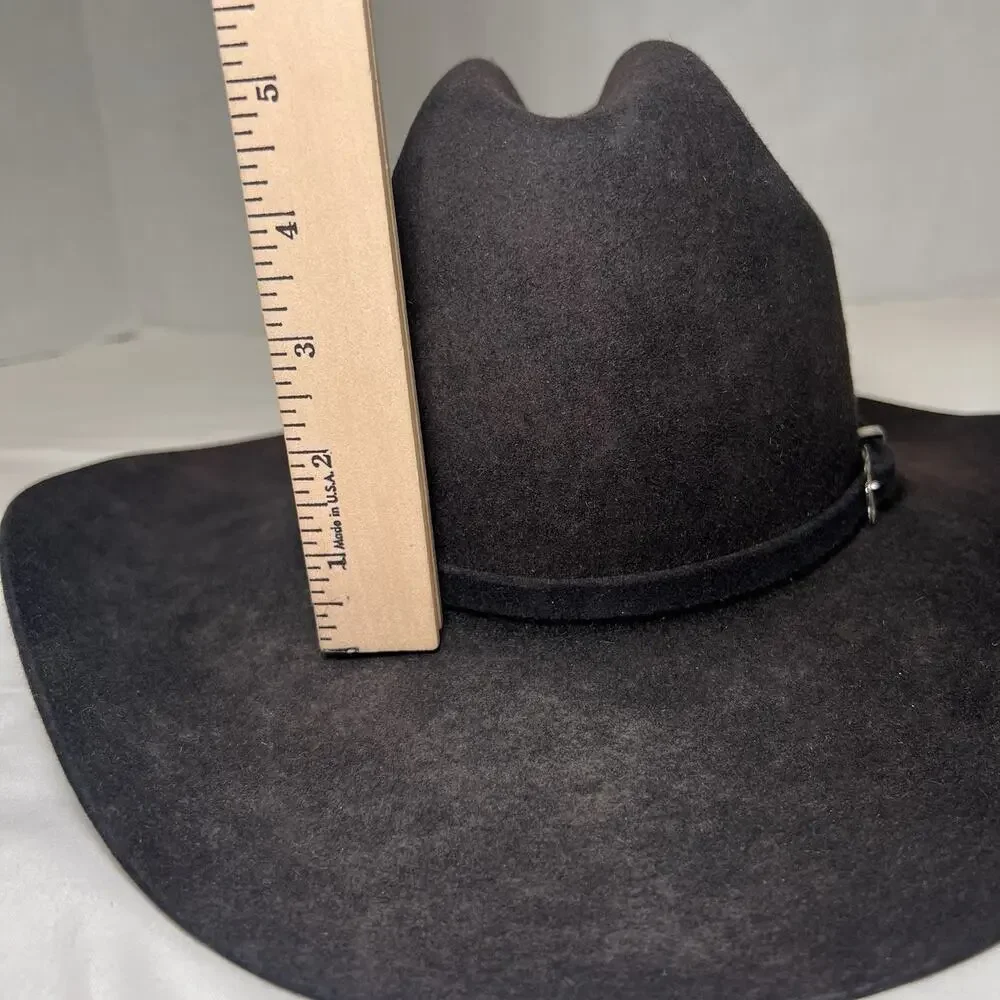 Peters Brothers Cowboy Hat Size 6 3/4 Black Felt Fur Western Cowgirl Work 8737